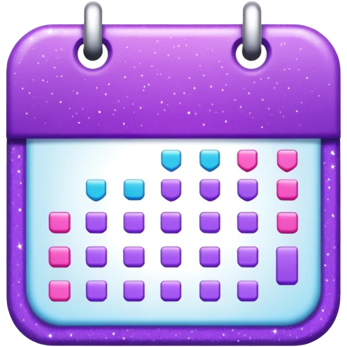 glitter purple and cian calendar emoji
