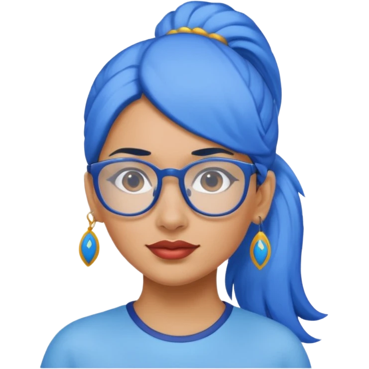 Hispanic woman in ponytail as a blue bird with glasses  emoji