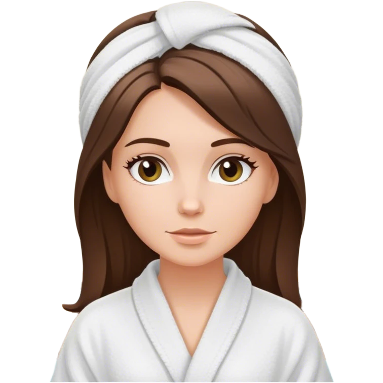 In Robe Spa day white girl brunette towel in the hair emoji