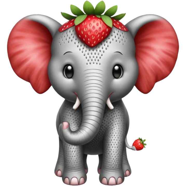 Make a  black and white strawberry elephant emoji