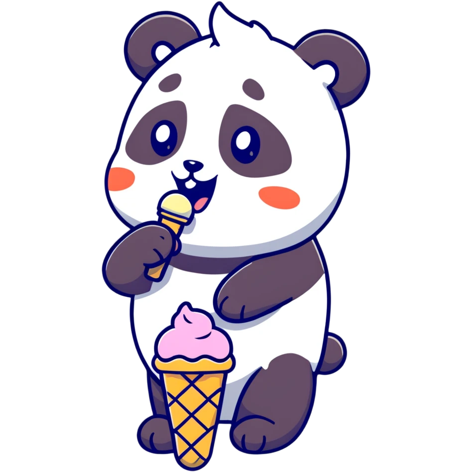 Panda eating ice cream emoji