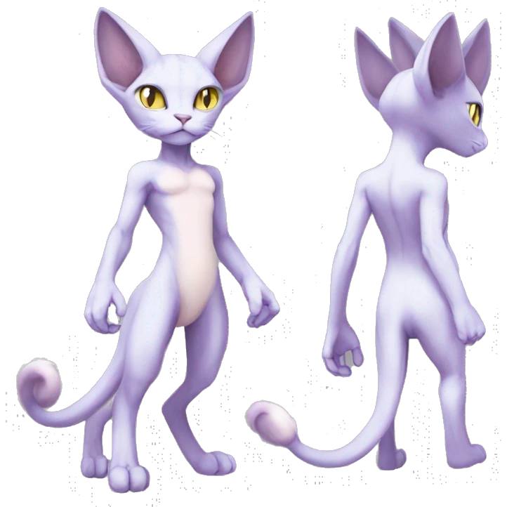 Anthro Mewtwo-Cat-Sphynx-Sona-Fakemon Nebula Full Body emoji