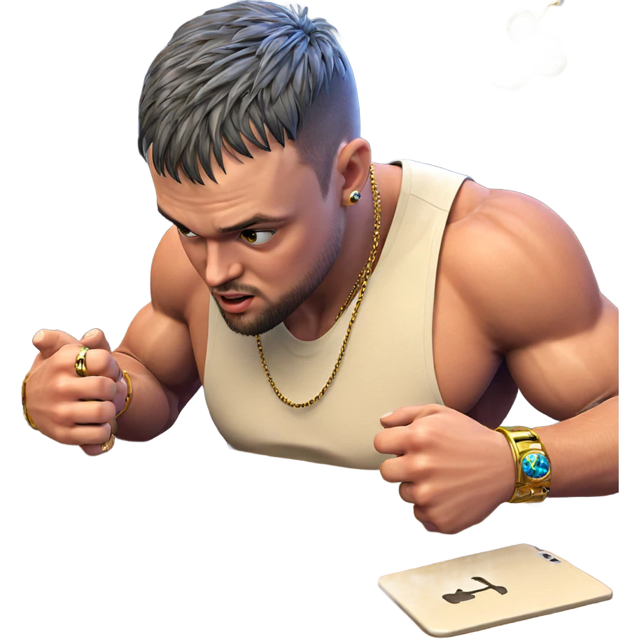 muscular boy with jewelry emoji