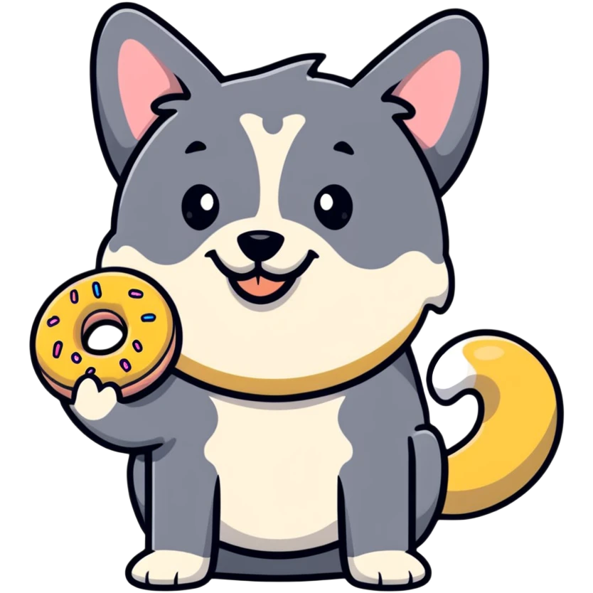 dog holding a donut emoji