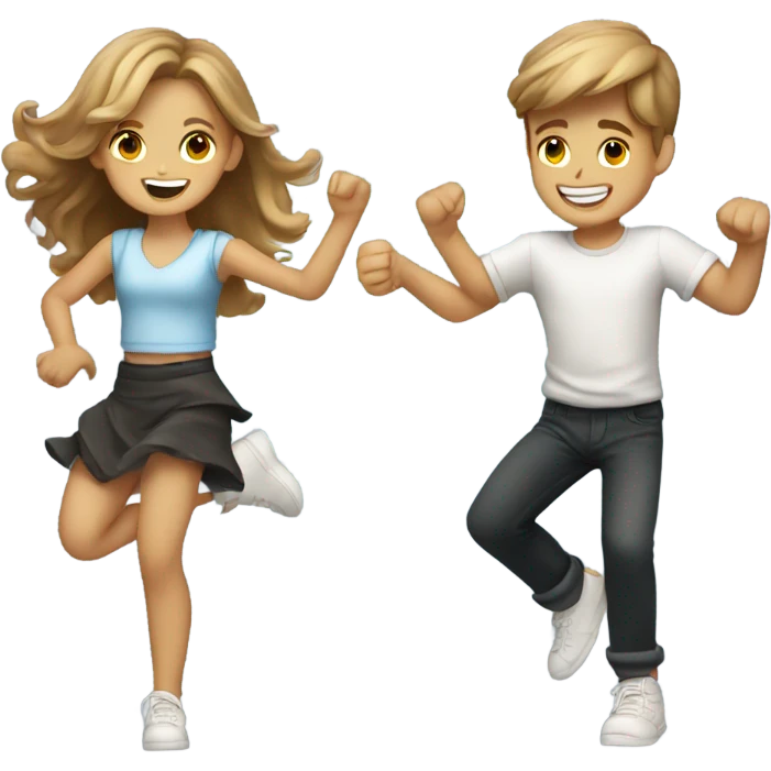 boy and girl dancing spin style with light brown hair emoji