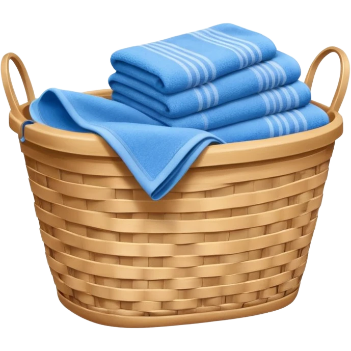 laundry basket with blue towels emoji