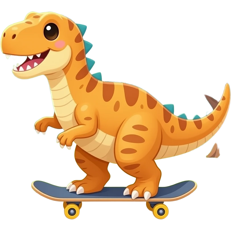 Dinosaur on a skateboard emoji