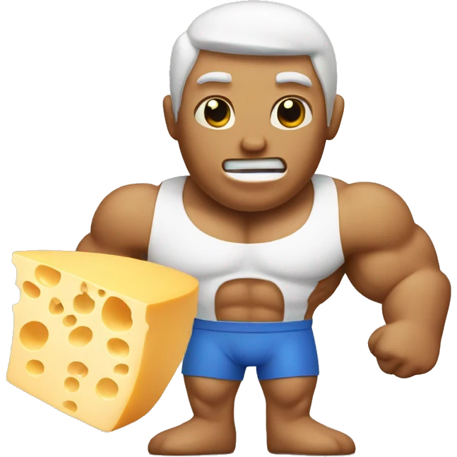 Cheese man with muscles emoji