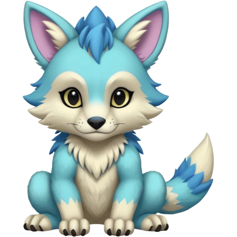 Edgy exotic colorful smooth soft pastel modern anthro furry vernid-trico-Protogen-Primagen-WereGarurumon-hybrid fursona by Falvie, LiLaiRa, AngieWolf emoji