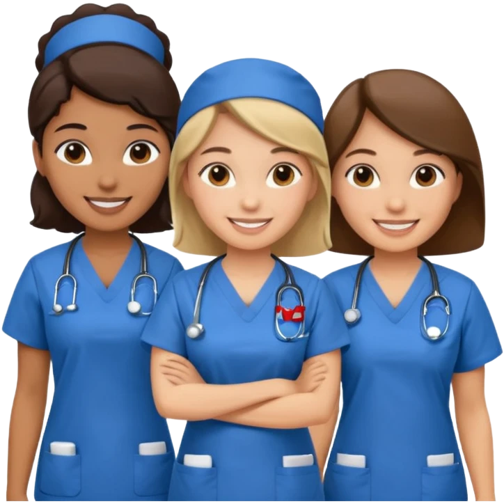 ahora una imagen de grupo de enfermeras/os+ emoji