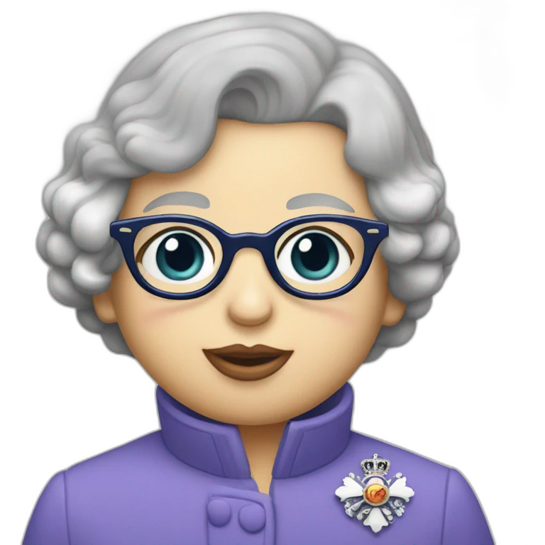 Elisabeth II Kiss a boy with glasses emoji