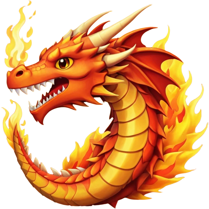 Fire dragon breathing fire, simplified google facebook artstyle emoji