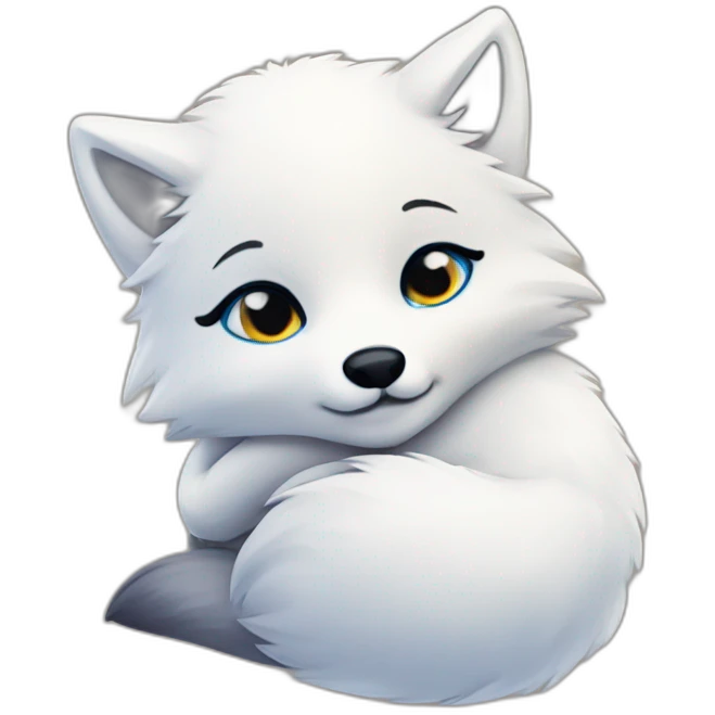 Cute Arctic fox hugging  emoji