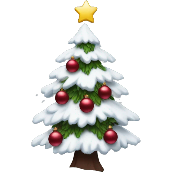 Snowy Christmas tree with dark red decorations emoji