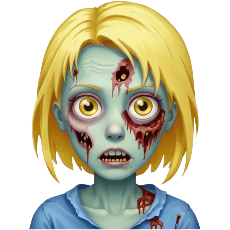 zombie girl yellow hair and blue eyes emoji