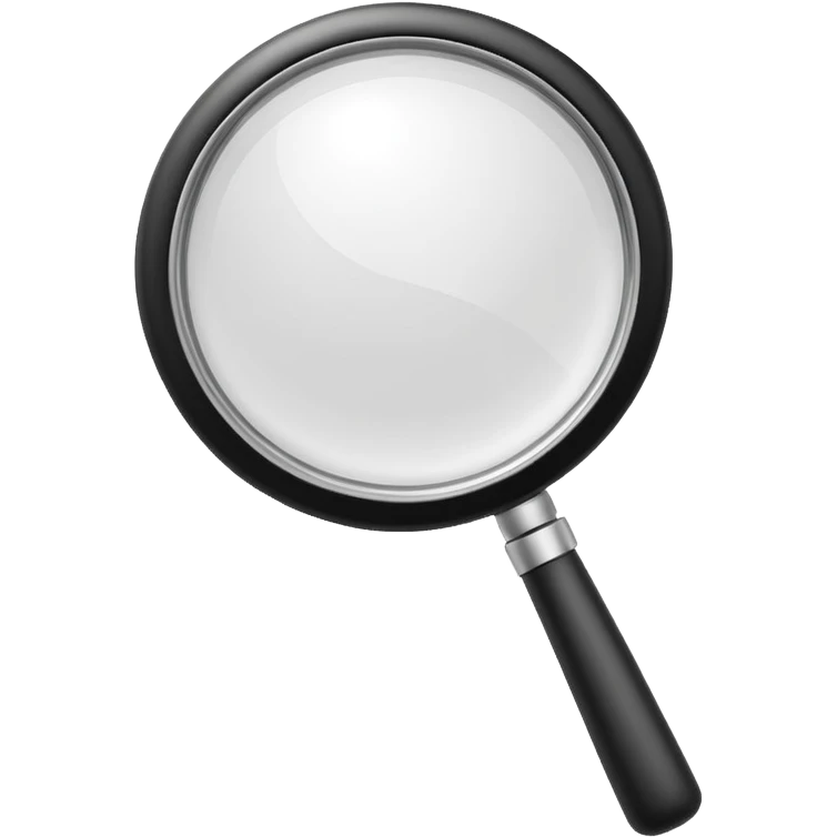 A 3D rendered magnifying glass, tilted right, frosted glass lens, in black and white, subtle shadows, background, high detail, cinematic lighting, app icon style

 emoji