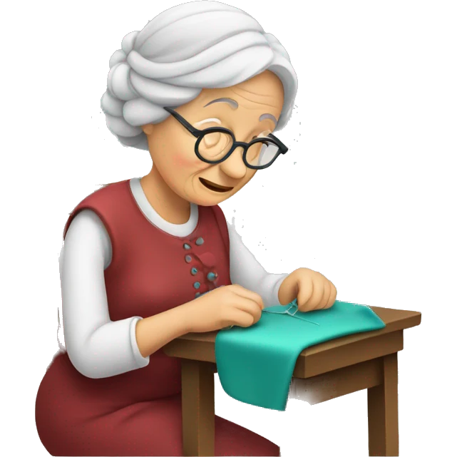 Old lady sewing emoji
