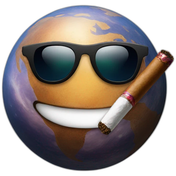 planet with sunglasses and cigar emoji
