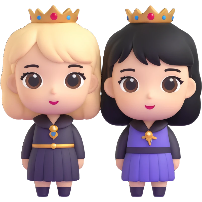 Cute chibi Nero and Lady from Devil May Cry, big heads, small bodies, childlike proportions emoji