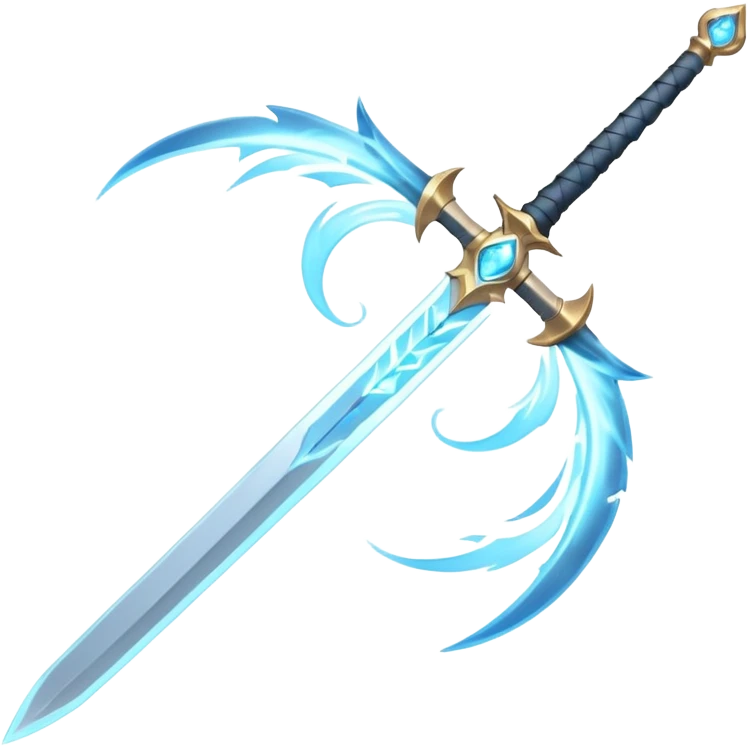 wind elemental sword object icon, elegant fantasy sword, swirling wind aura around the blade, light blue glow, floating air particles, 3D cartoon, mobile game icon style, centered, clean background, soft shadow, no text, no watermark
 emoji