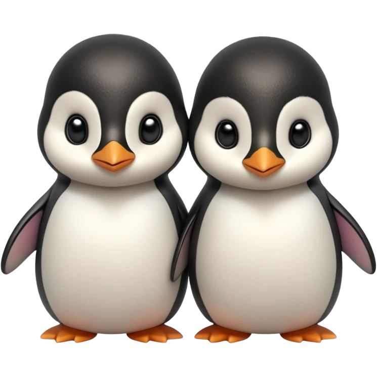 Isolated, highly detailed illustration of the most incredibly cute baby penguins side by side, 
figurine imaginable, toy style. emoji