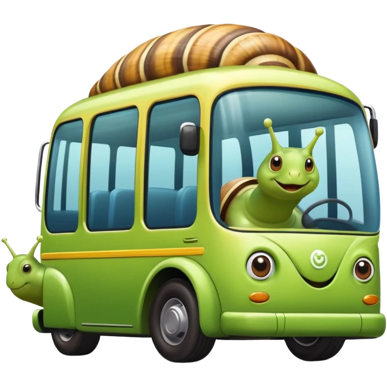 Snail driving the bus emoji