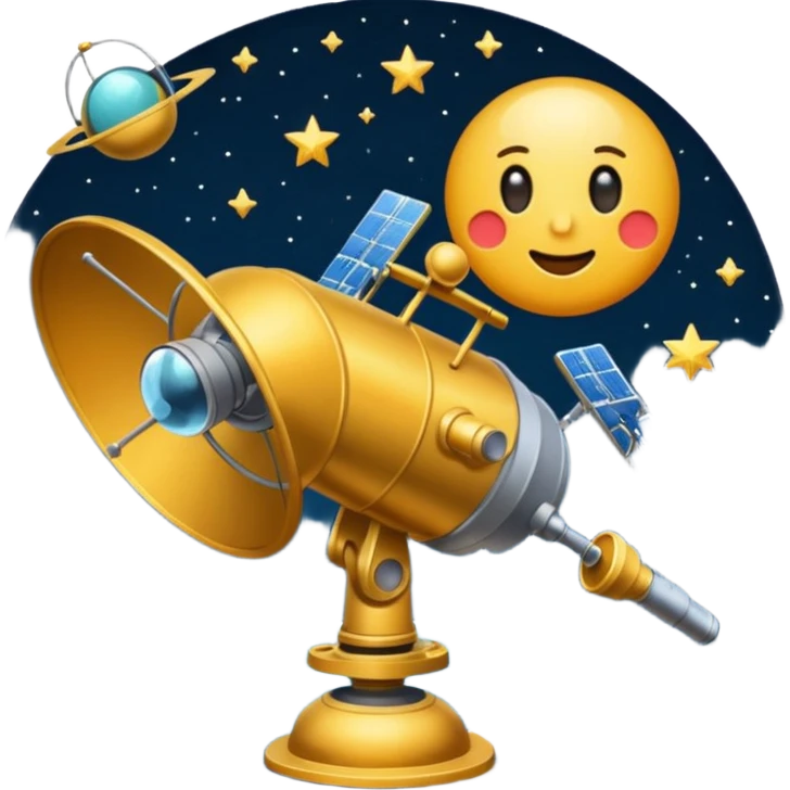 satellite qui observe plein d'étoiles emoji