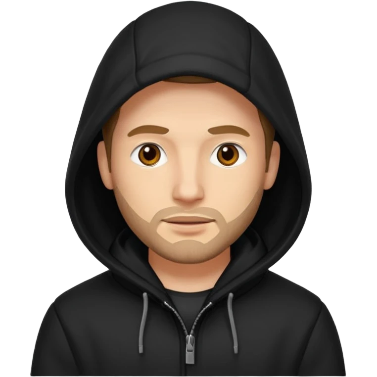 Man in black coat, hood down emoji