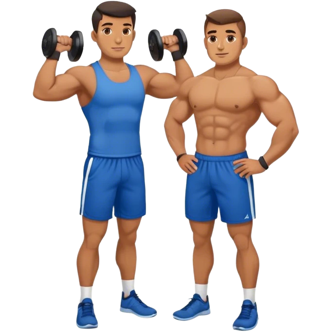 strong man with blue shorts holding kettlebell emoji