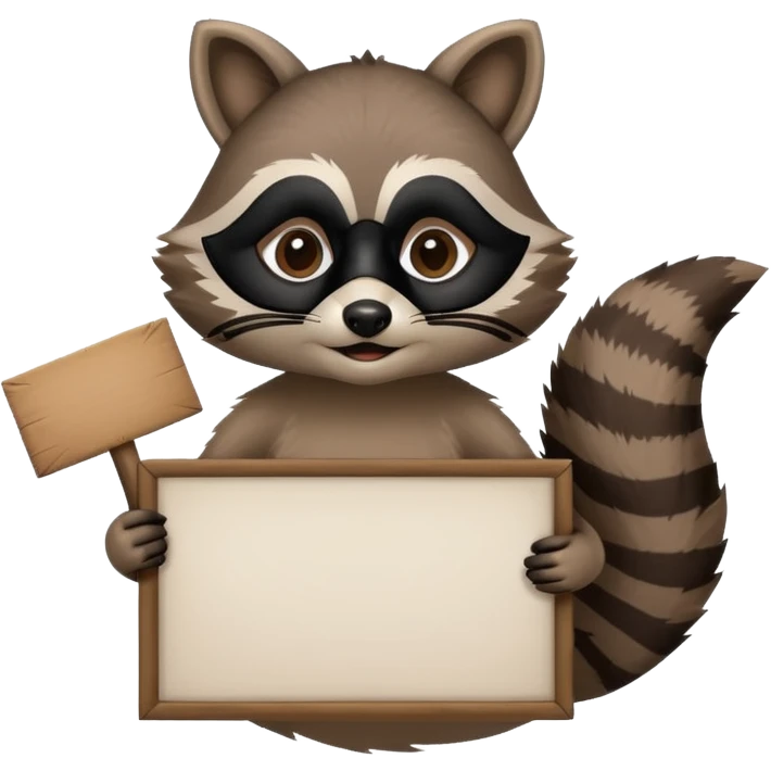 Raccoon holding large blank sign emoji