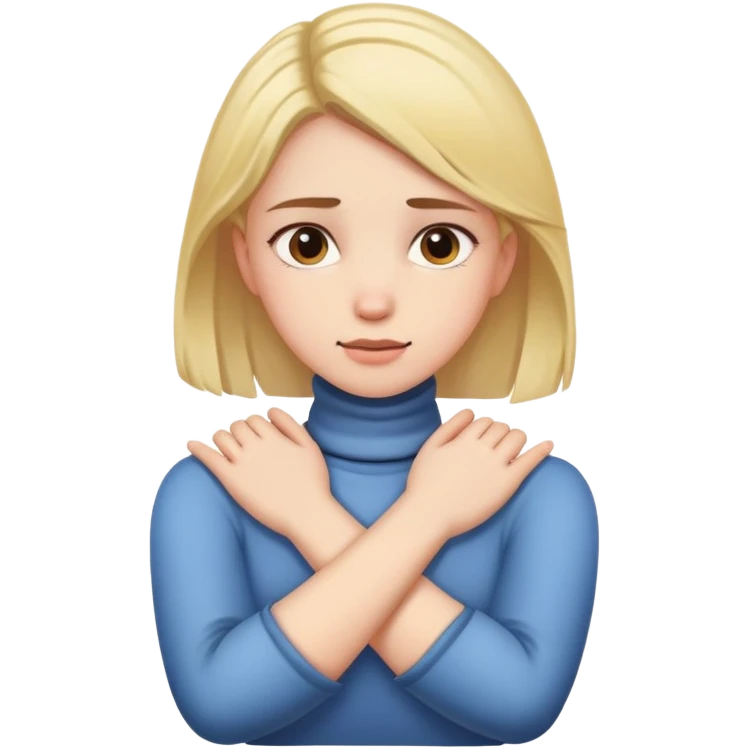 Girl with crossed arms grabbing her neck emoji