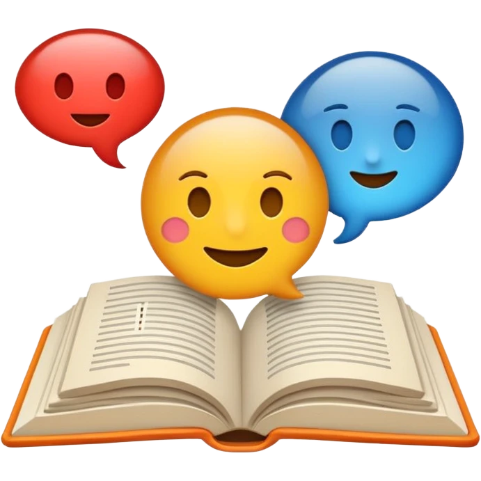 A minimalist emoji-style icon representing wordplay — symbolizing creativity with language. It features an open book or speech bubble merging with playful letters or word fragments, forming a clever visual pun. emoji