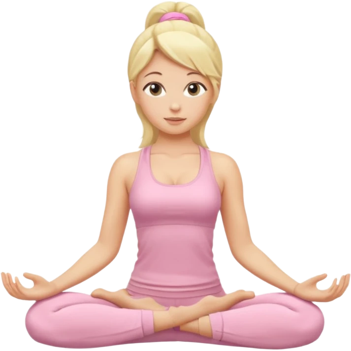 blonde yoga girl light pink clothes n emoji