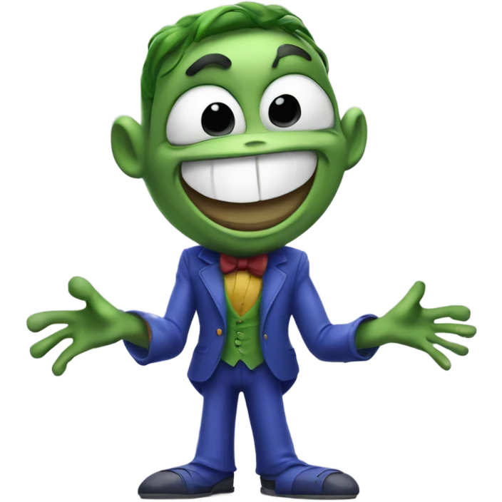 Joker gently embracing crazy frog emoji