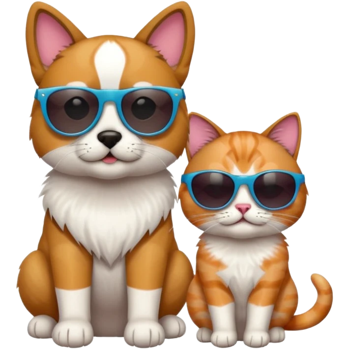 Dog with a cat and sunglasses emoji