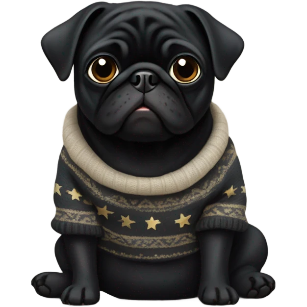 Black pug a Jewish star sweater emoji