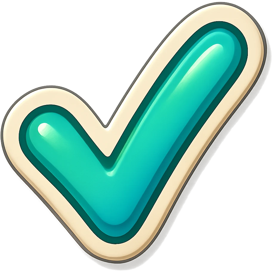 cartoon style sticker of a single check mark symbol, simple and clear, no text emoji
