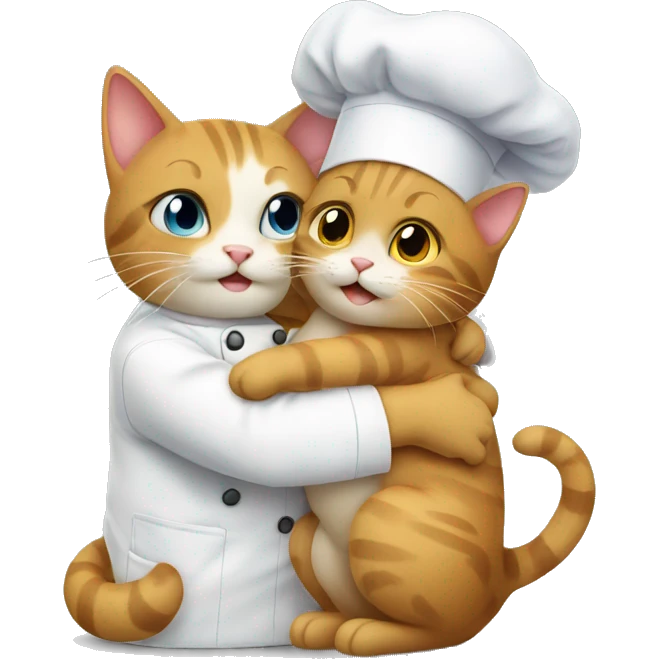 chef cat hugging another cat emoji