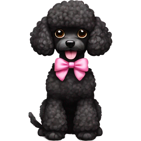 Black toy poodle with pink bow emoji