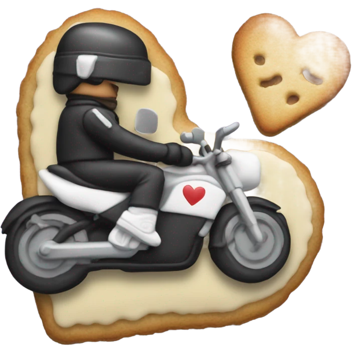 cookie heart with black motorbike  emoji
