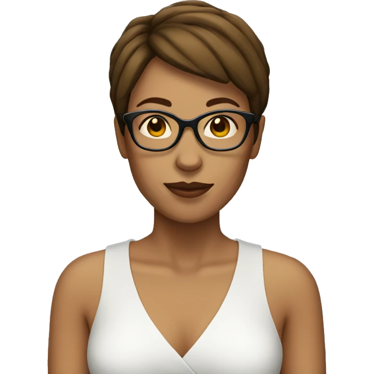 Woman with short brown hair glasses  emoji