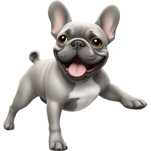 grey french bulldog dancing  emoji