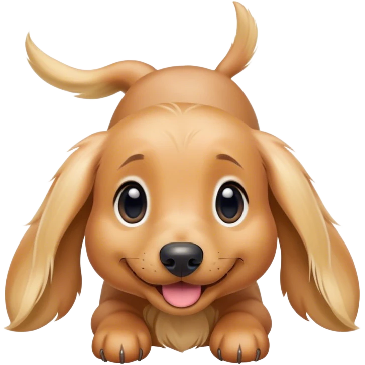 kawaii disney blonde long-haired daschund puppy playing happily emoji