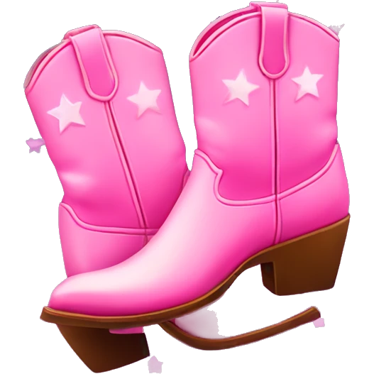 Pink cowboy boots with stars iridescent two boots emoji