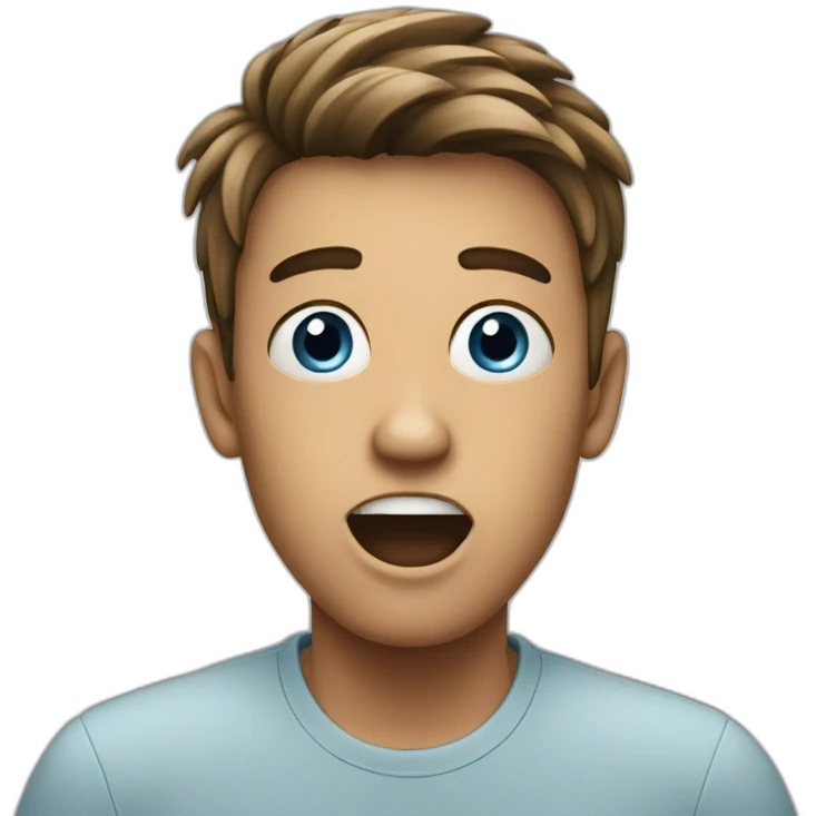 An emoji of a surprised teenager with a blue face. emoji
