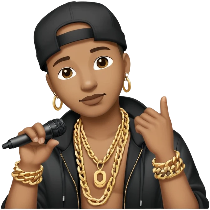 hip hop singer with microphone and chain necklace emoji