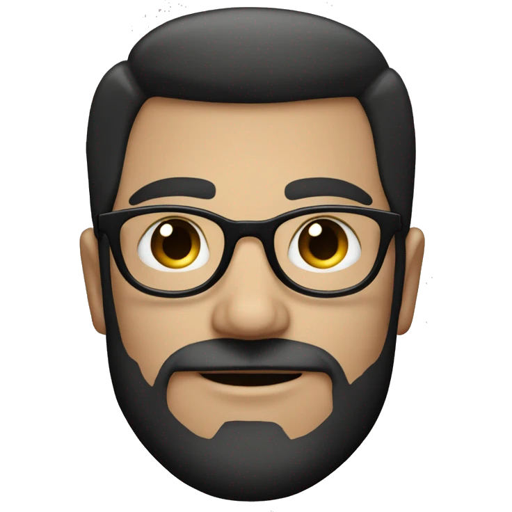 dark-haired man without a beard with circular glasses and a diamond face shape emoji