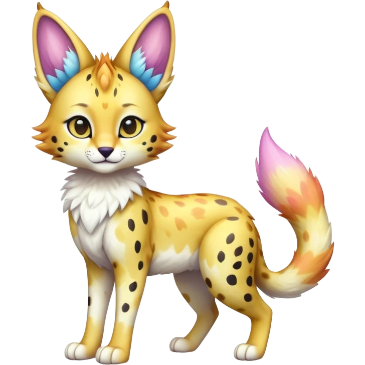 Cute Kawaii Epic Ethereal Sparkly Colorful Sergal-Serval-Vernid full body emoji