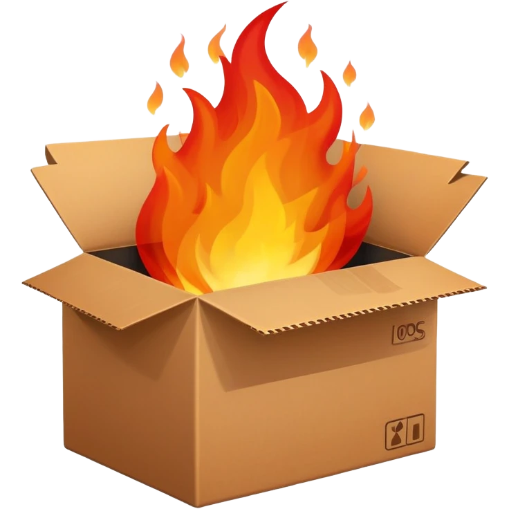 cardboard box on fire emoji