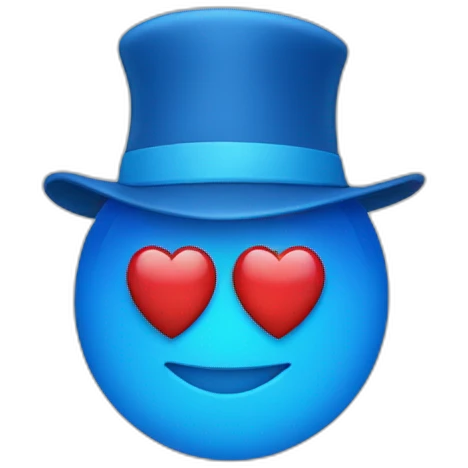 a blue heart with a hat emoji